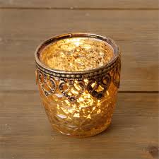 Small Gold Mercury Glass Candle Holder