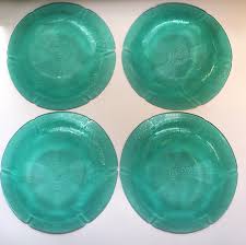 Green Fl Forte Crisa Glass Plates