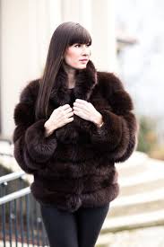 Genuine Fox Fur Jacket In Brown Women