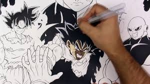 Extend two curved lines from the face at opposite angles to outline the neck. Drawing Goku Ultra Instinct Vs Jiren Epic Fight Video Dailymotion