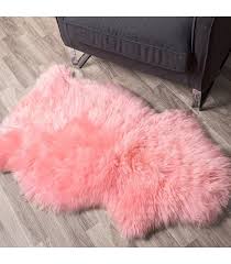 1 piece candy floss pink sheep fur rug