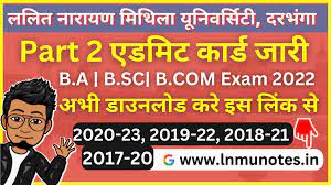 lnmu part 2 ba bsc b com admit card