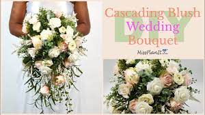 diy blush cascading wedding bouquet