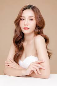 young asian beauty woman curly long