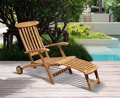 Teak Garden Steamer Chair With Wheels