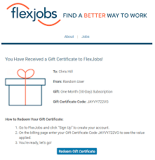 a flexjobs gift certificate today