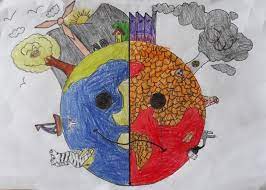about climate change with colorful drawings