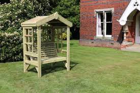 wooden garden bench seat with trellis