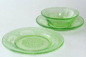 green glass antique dishes off 69