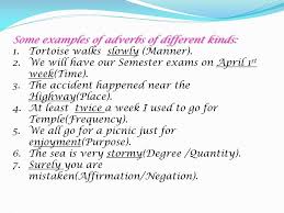 The examples are italicized for easy identification. Ppt Adverbs Powerpoint Presentation Free Download Id 3086995