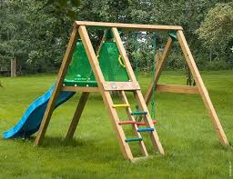 Wooden Swing And Slide Set Small Garden