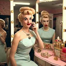 wes anderson style 1950s housewife with