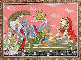 Vishnu Resting On Sheshanaga With Lakshmi Accompanied By Lord Brahma And Saraswati