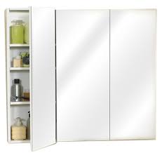 Medicine cabinets are traditionally only seen from the front. Zenith M36 Beveled Edge Mirrored Frameless Tri View Medicine Cabinet 36 In W X 3 3 4 In D White