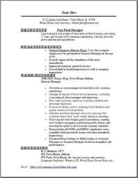 Fast Food Manager Resume Places To Visit Sample Resume Resume