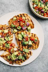 Spread the avocado mixture on top of each chicken breast to cover. Avocado Salsa Over Grilled Chicken Our Salty Kitchen