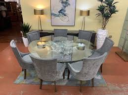 Glass Top Dining Table With 8 Chairs In