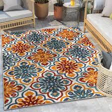 well woven bodrum red indoor outdoor fl panel area rug high traffic stain resistant modern traditional carpet size 5 3 x 7 3