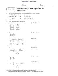 unit test unit 6 linear equations and