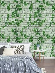 3d Wall Sticker White Brick With Green