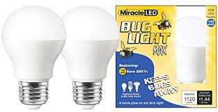 Miracle Led Yellow Bug Light Max Replaces 100w A19 Outdoor Bulb For Porch And Patio 2 Pack 606758