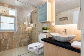 Compact Bathroom Design With Brown