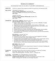 Resume Template For Mba Application Business School Resume