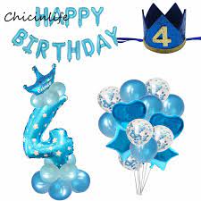 Happy birthday 4 year old boy images. Chicinlife Boy Girl 4th Happy Birhday Decoration Number 4 Balloon Birthday Crown Hat 4 Year Old Birthday Party Supplies Ballons Accessories Aliexpress