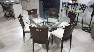 circle glass dining table 6 seater