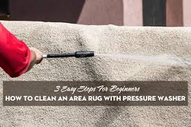 cleaning area rug by pressure washer