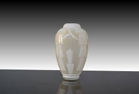 1930 fr acid etched art deco glass vase