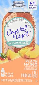 Amazon Com Crystal Light On The Go Peach Mango With Caffeine 10 Packet Boxes Pack Of 4 Powdered Fruit Punch Soft Drink Mixes Grocery Gourmet Food