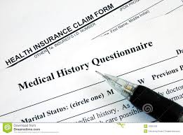 Medical Claim Form Medical History Questionnaire Stock Image