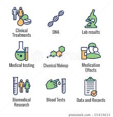 Medical Healthcare Icons With People Charting Stock