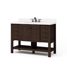 Vanities add organisation, storage, and elegance to bathroom spaces. Allen Roth Kingscote 48 In Single Sink Espresso Bathroom Vanity With Engineered Stone Top Lowe S Canada