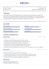 swimming coach resume exle with