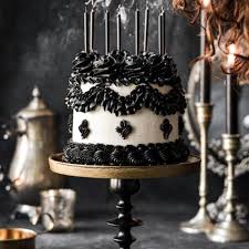 black and white lambeth halloween cake