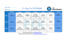 21 day fix extreme workout plan