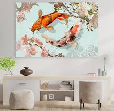 Japanese Koi Fish Yin Yang Zen Wall Art