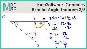 Students will estimate the measurement of an angle before measuring it to check their work. Kutasoftware Geometry Exterior Angle Theorem Part 2 Youtube