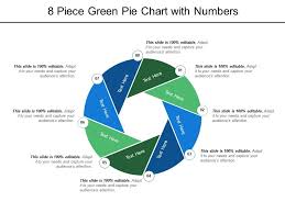 8 Piece Green Pie Chart With Numbers Powerpoint Shapes
