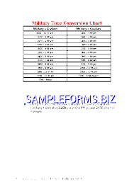 Preview Pdf Standard Military Time Conversion Chart 1