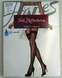 Hanes Silk Reflections Lace Top Thigh High Barely There