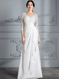 Generally, these items are your setting standards, it is very useful for your any selection. Sheath Column V Neck 3 4 Sleeves Chiffon Floor Length Wedding Dresses At Hebeos