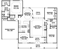 Large single story floor plans offer space for families and entertainment; One Story Floor Plans For Young Families