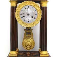 antique charles x inlaid portico clock