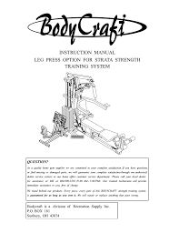 Bodycraft L5041 Strata Gym Leg Press Manualzz Com