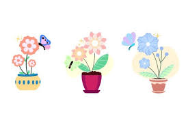 Flowers In Beautiful Pots Icon Graphic