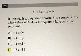 X2 Bx 16 0 In The Quadratic Equation