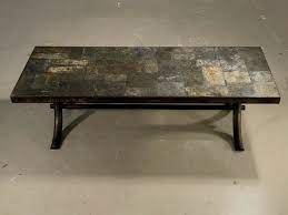 Wrought Iron And Slate Coffee Table
